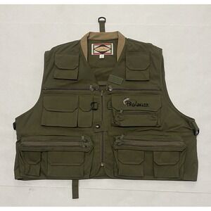 Dante Vintage Pro Angler Fishing Vest Utility Pockets Green Outdoor. Large